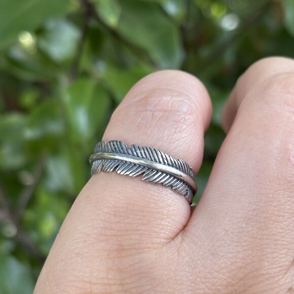 Ring Feather Wrap 925 Sterling Silver Adjustable - Picture 3 of 7